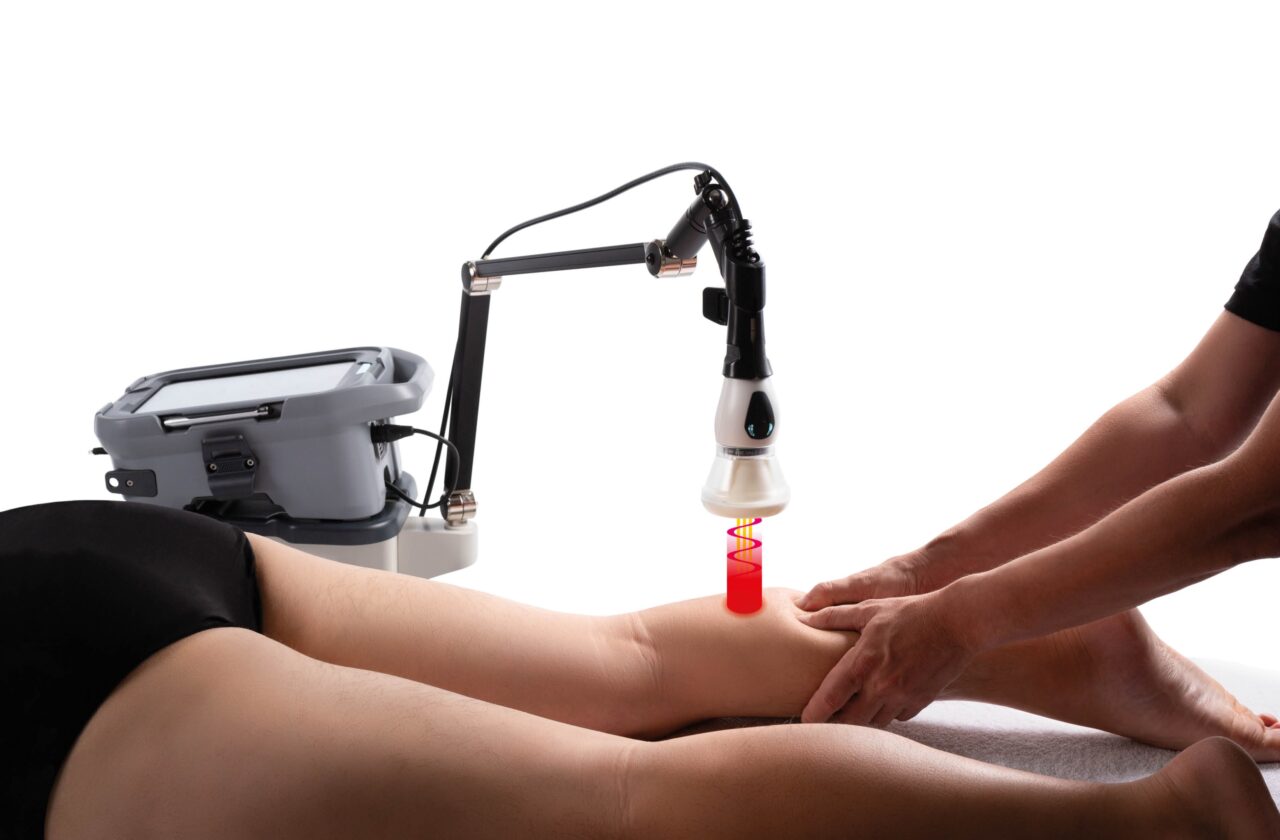 MLS Laser being used to relieve plantar heel pain