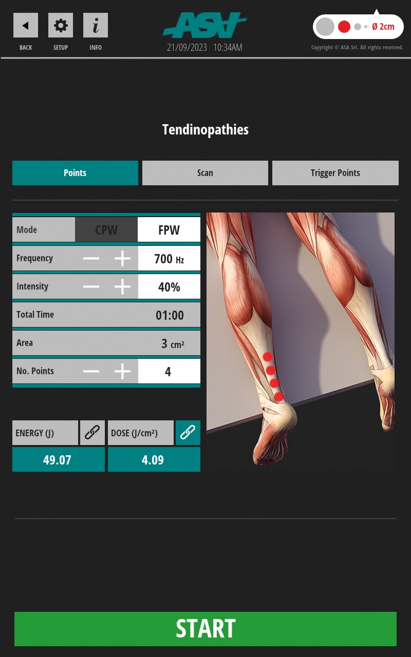 Software interface for MLS Laser Therapy Device
